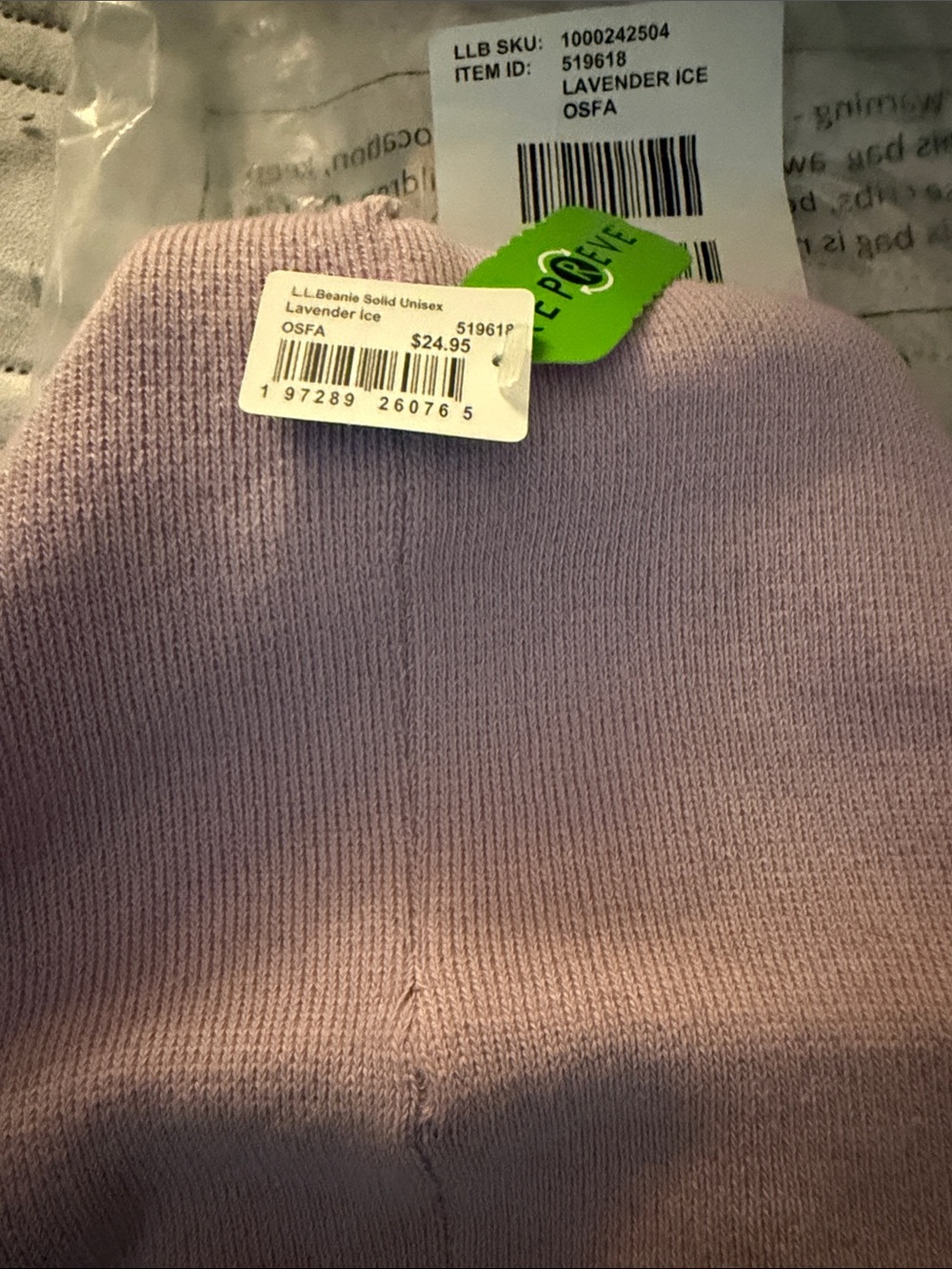 L.L. Bean Lavender Ice Folded Cuff Beanie-NEW WITH TAGS - Picture 2 of 4